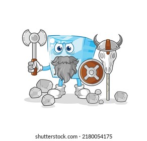 the glass viking with an ax illustration. character vector