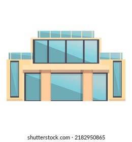 Vector de dibujos animados de iconos de la villa de vidrio. Hogar moderno. Residencia de la mansión
