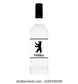 Glass Vodka bottle template, isolated on white