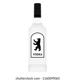 Glass Vodka bottle template, isolated on white