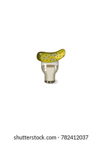 A glass of vodka and a pickle