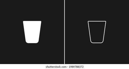 Glass vodka. Two types of images. Contour line art in flat style. Wine glasses on a black background. Restaurant alcoholic illustration for celebration design. Vector beverage outline icon.
