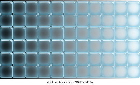 blocs de murs en verre, surface brillante, verre sur fond dégradé, formes arrondies de blocs, carreaux de décoration, cubes de glace.