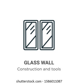 Glass wall outline vector icon. Thin line black glass wall icon, flat vector simple element illustration from editable construction and tools concept isolated on white background