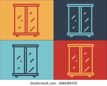 Glass Wardrobe Logo Template, Simple Flat Icon of interior,wardrobe,design