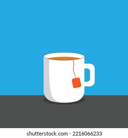a glass of warm tea, teabag vector