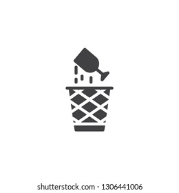Glass and waste bin vector icon. filled flat sign for mobile concept and web design. Glass and garbage basket simple solid icon. Symbol, logo illustration. Pixel perfect vector graphics