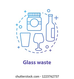 Glass waste concept icon. Garbage sorting idea thin line illustration. Glassware and glass packaging. Vector isolated outline drawing