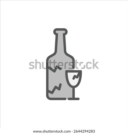 glass waste filled outline icon. broken glass color line illustration.