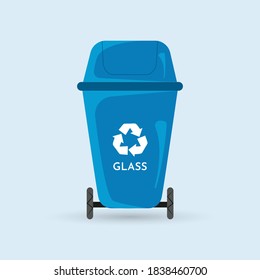 For Glass wasteGarbage containers and types of trash, colorful vector icons