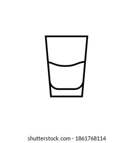Glass, water, beverage, drink icon, symbol in flat black line style, isolated on white background