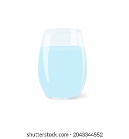 Ein Glas Wasser. Glas mit blauer Flüssigkeit. Vektorgrafik im Cartoon-Stil einzeln auf Weiß.