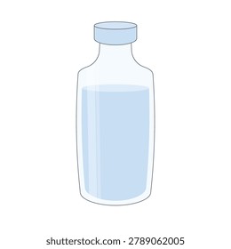 Glass water bottle on a white background.
