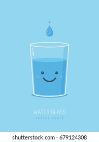 Glass Of Water With Cartoon Smiley Face Vector Illustration 
