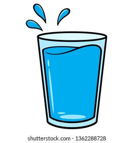 Glass of Water Cartoon - A vector cartoon illustration of a glass of Water.