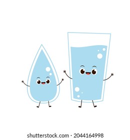 Glass of water character vector. Glass of water flat design isolated on white background.