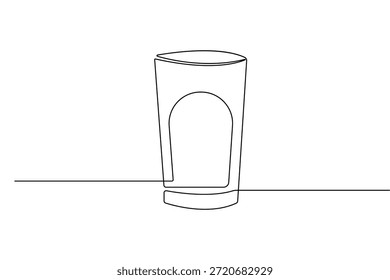 Glas Wasser durchgehende einzeilige Zeichnung für Café-Getränk-Menü minimalistischen Umriss Vektordesign