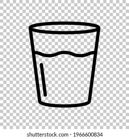 Glass Of Water, Cup With Drink, Simple Icon. Black Editable Linear Symbol On Transparent Background