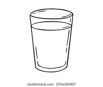 glass of water doodle hand drawn icon. Outline drawing glass of water line clipart symbol. Vector illustration