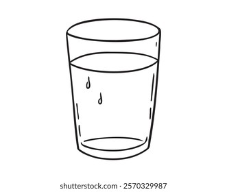 glass of water doodle hand drawn icon. Outline drawing glass of water line clipart symbol. Vector illustration