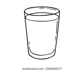 glass of water doodle hand drawn icon. Outline drawing glass of water line clipart symbol. Vector illustration