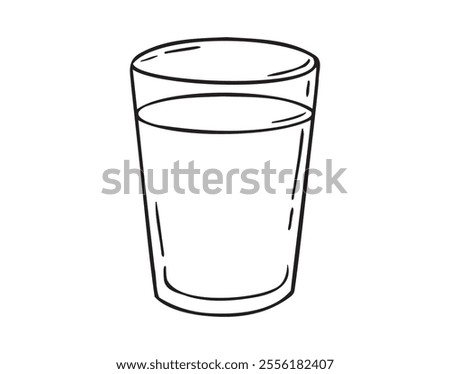 glass of water doodle hand drawn icon. Outline drawing glass of water line clipart symbol. Vector illustration