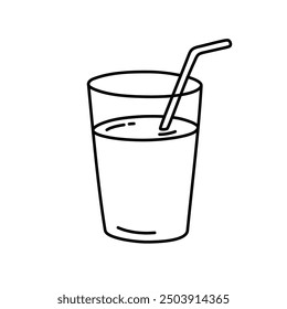 Glass with water doodle icon isolated vector illustration on white background.