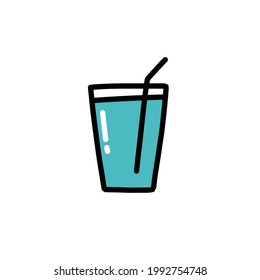 glass of water doodle icon, vector illustration
