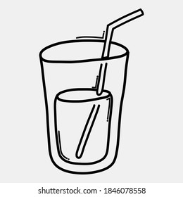 Glass of water doodle vector icon. Drawing sketch illustration hand drawn line.
