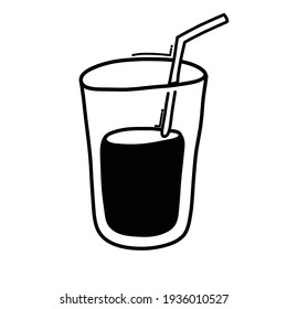 Glass Of Water Doodle Vector Icon. Drawing Sketch Illustration Hand Drawn Line.