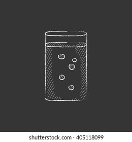 Glass Of Water. Drawn In Chalk Icon.