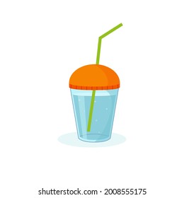 GLASS OF WATER. DRINK PLENTY OF WATER. CARTOON STYLE EPS 10