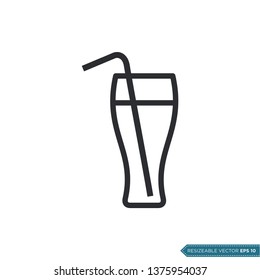 Glass Water Drink and Straw Icon Vector