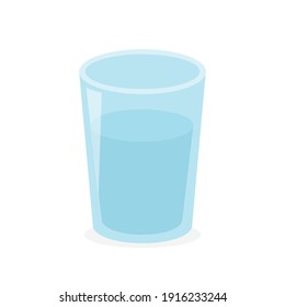 Vidrio de agua, agua potable, vidrio azul transparente relleno con icono de agua ilustración vectorial aislada sobre fondo blanco