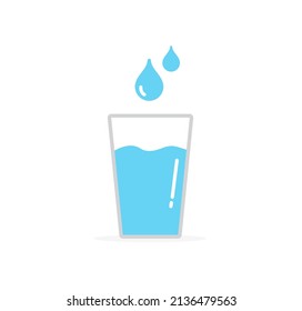 Glass of water. Water drop isolated on white background. Vector illustration