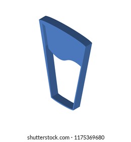 Glass of water with drop isometric left top view 3D icon