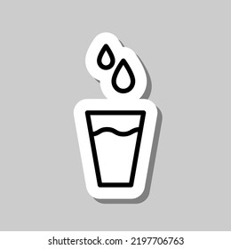 Vidrio con agua, el agua cae un simple vector de ícono. Diseño plano. Pegar con sombra sobre fondo gris.ai