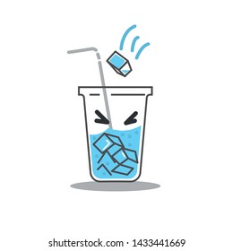 Glass with water Fill the ice icon isolated . Soda drink glass. Fresh cold beverage symbol. Vector Illustration