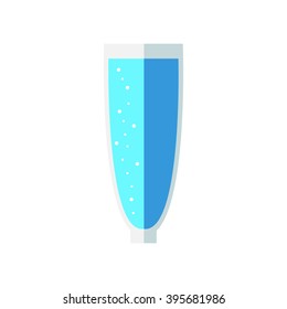 A glass of water. Flat design.