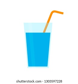 Glass of water flat design isolated on white backgroun