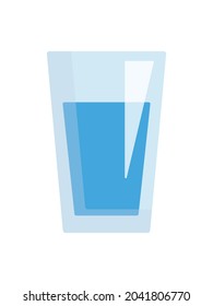 Glass of water flat design isolated on white background vector illustration. Pure clean water. Liquid water business concept. Soda glass. Follow the drinking regime. Water saving concept.
