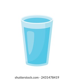 Glass of water flat icon design isolated on white background vector illustration clipart