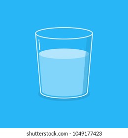 Glass with water in a flat style