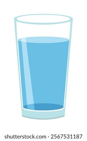 Glass of water flat vector on white background isolated