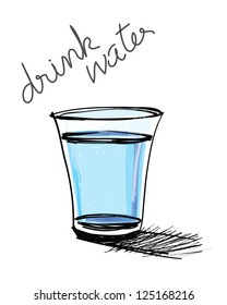 a glass of water hand drawn