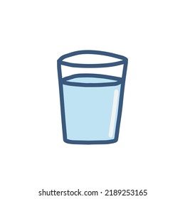 Glass of water hand drawn vector illustration logotype icon in cartoon doodle style object
