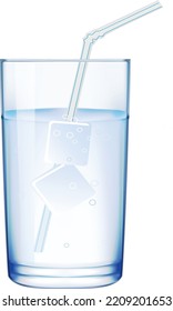 vaso de agua con hielo