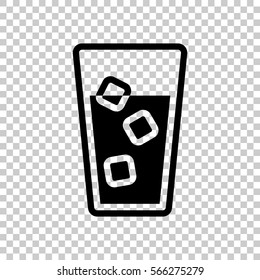 glass of water with ice cubes icon. Black icon on transparent background.