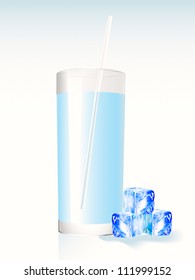 A glass of  water with ice cubes Vector