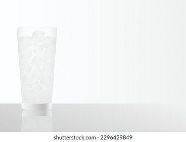 Glass of Water with Ice Cubes. Vector Illustration. 